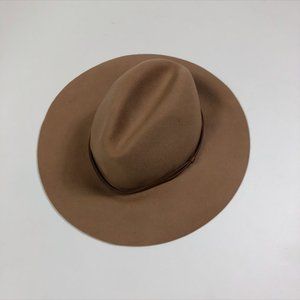 Anthropologie 100% Wool Wide Brim Hat Fedora Tan